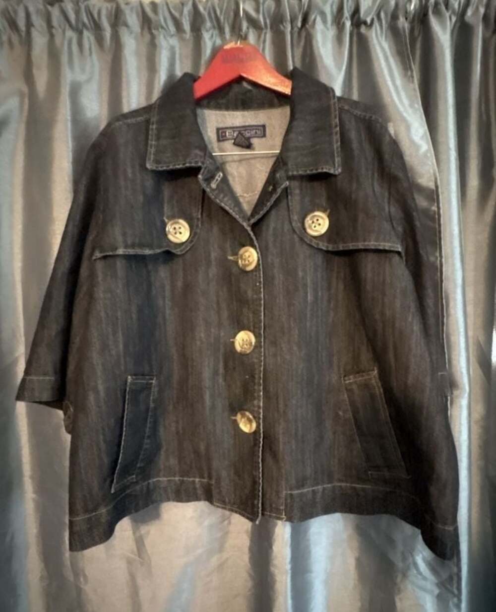 Baccini Women's Dark Wash Denim Button-Up Short Sleeve Jacket Size 18/20